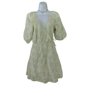 Zara Womens Light Green Eyelet Wrap Dress L